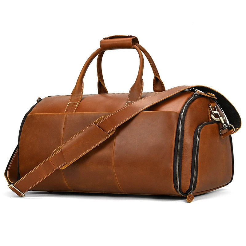 Bolso de viaje plegable de cuero Crazy Horse.