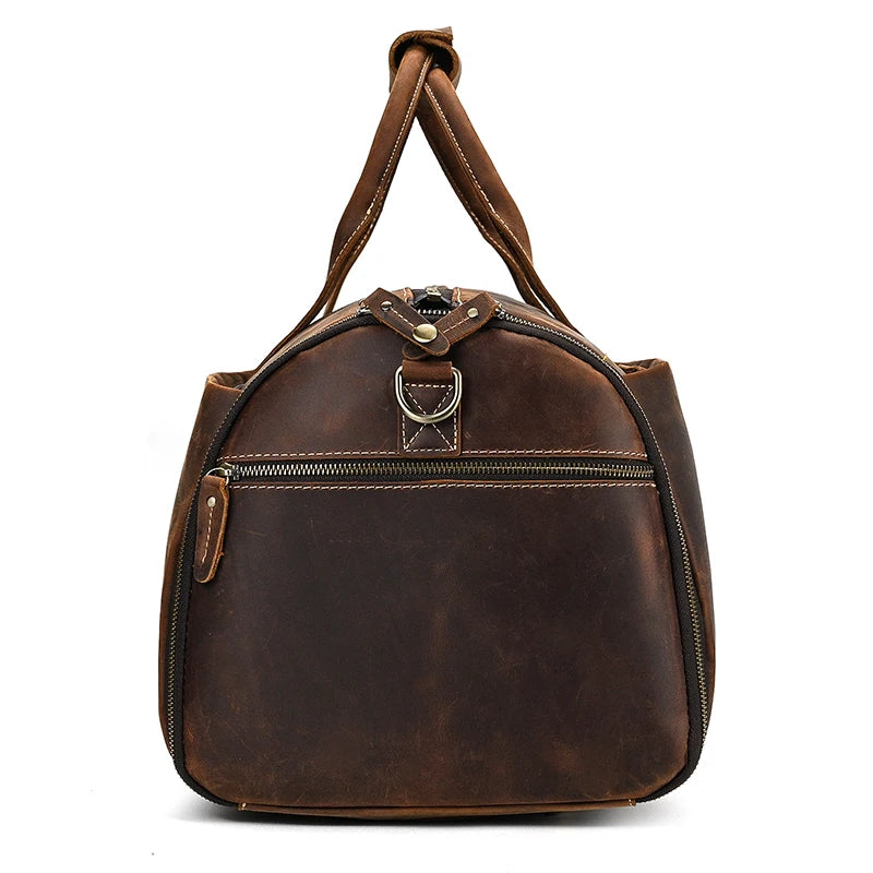 Bolso de viaje plegable de cuero Crazy Horse.