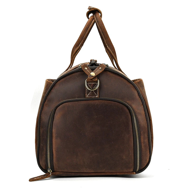 Bolso de viaje plegable de cuero Crazy Horse.